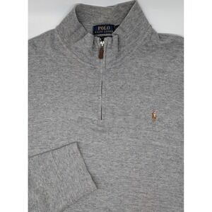 Polo Ralph Lauren Sweater Mens XXL Gray Estate Rib 1/4 Quarter Zip Pullover Pony